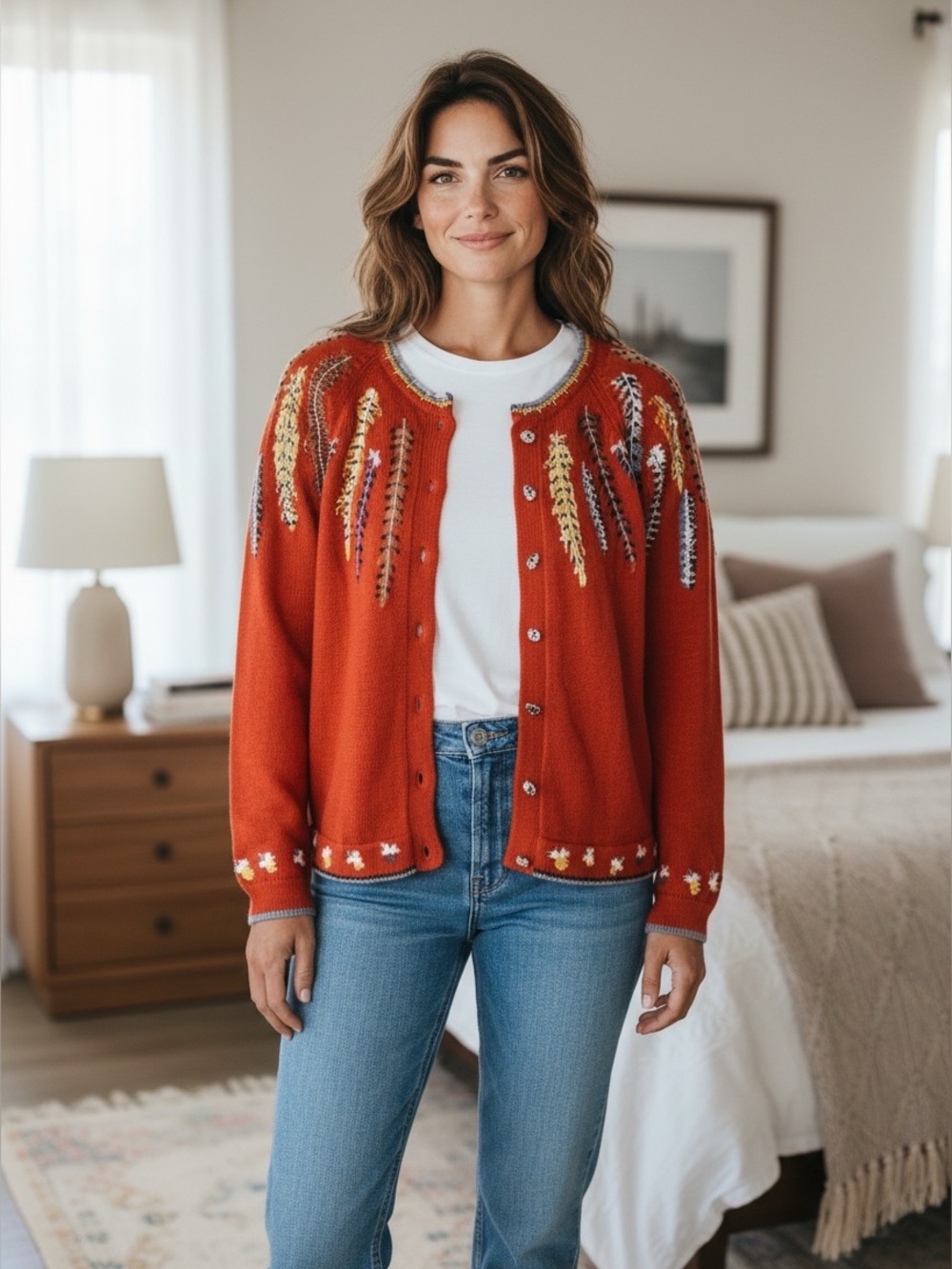 Christine Foley Vintage 90s Stunning Heavy Cotton Cardigan Size 2/medium